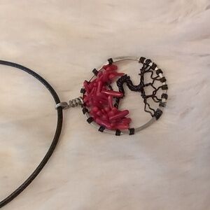 Wire Flaming Tree of life Pendant Beaded
